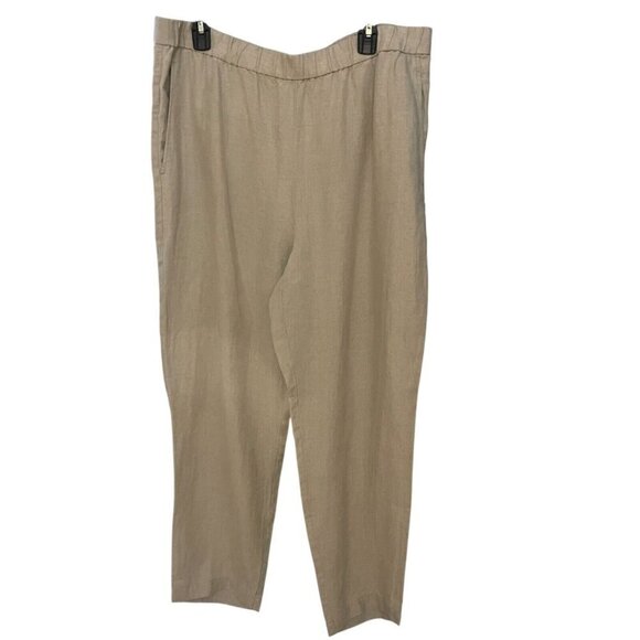 Eileen Fisher High Waist Taper Ankle Pant XL 100% Organic Linen Coastal Vacation - Picture 1 of 10